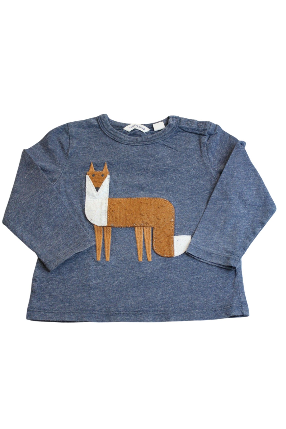 Country Road Long-Sleeve Top, Blue with fox, 1