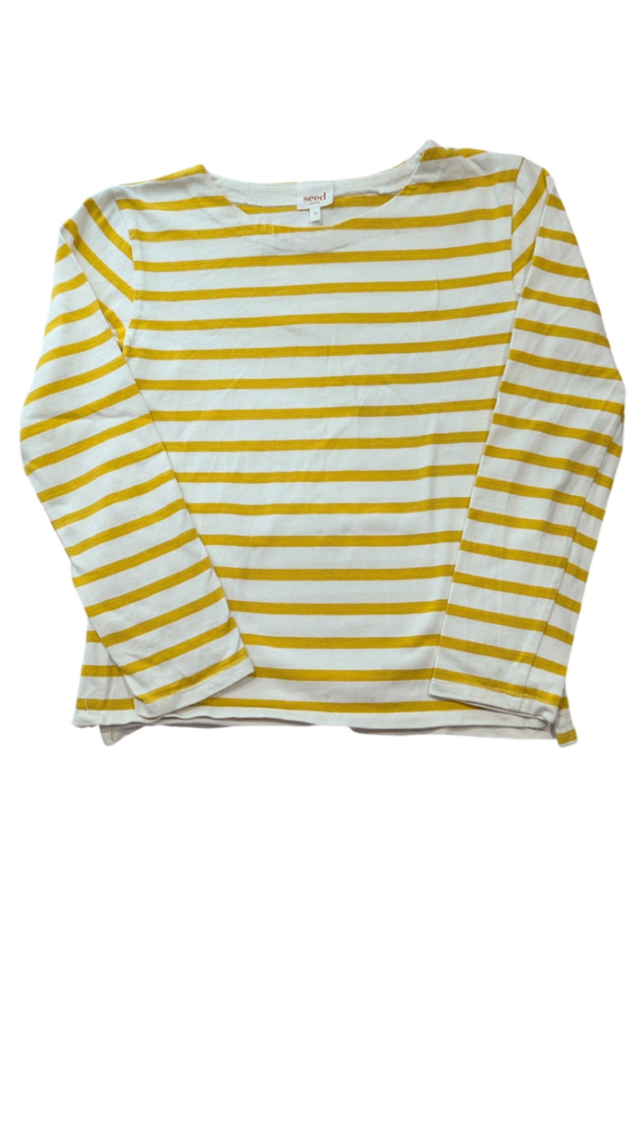 Seed Heritage Long-Sleeve T-Shirt, White and mustard yellow, 10