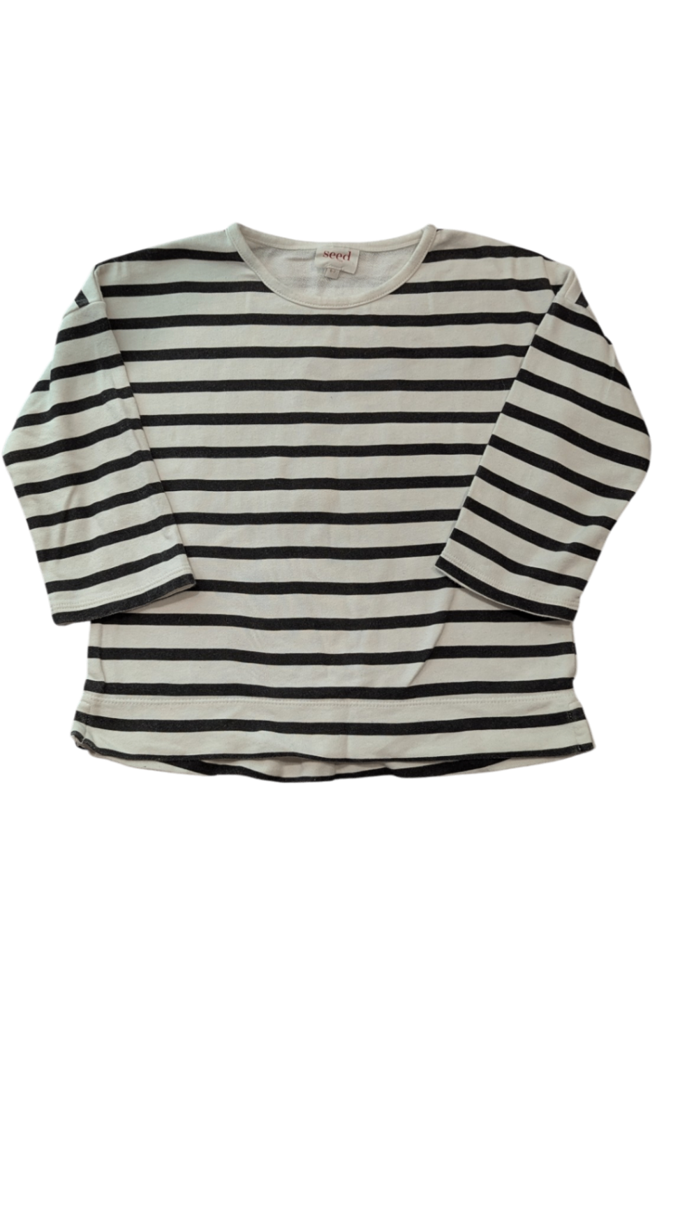 Seed Heritage Long-Sleeve T-Shirt, White and Black, 6-7