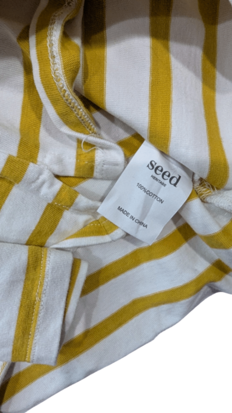 Seed Heritage Long-Sleeve T-Shirt, White and mustard yellow, 10