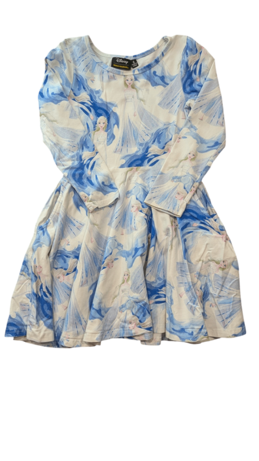 Disney Rock Your Kid Dress, White and blue, 6