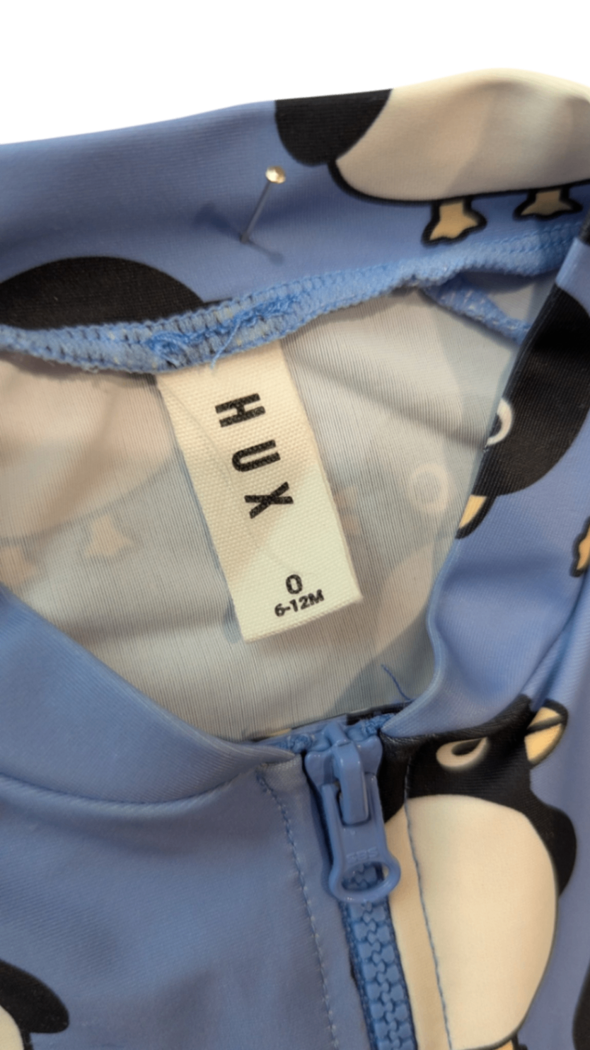 HUXBABY Sunsuit, Blue with black and white print, 0