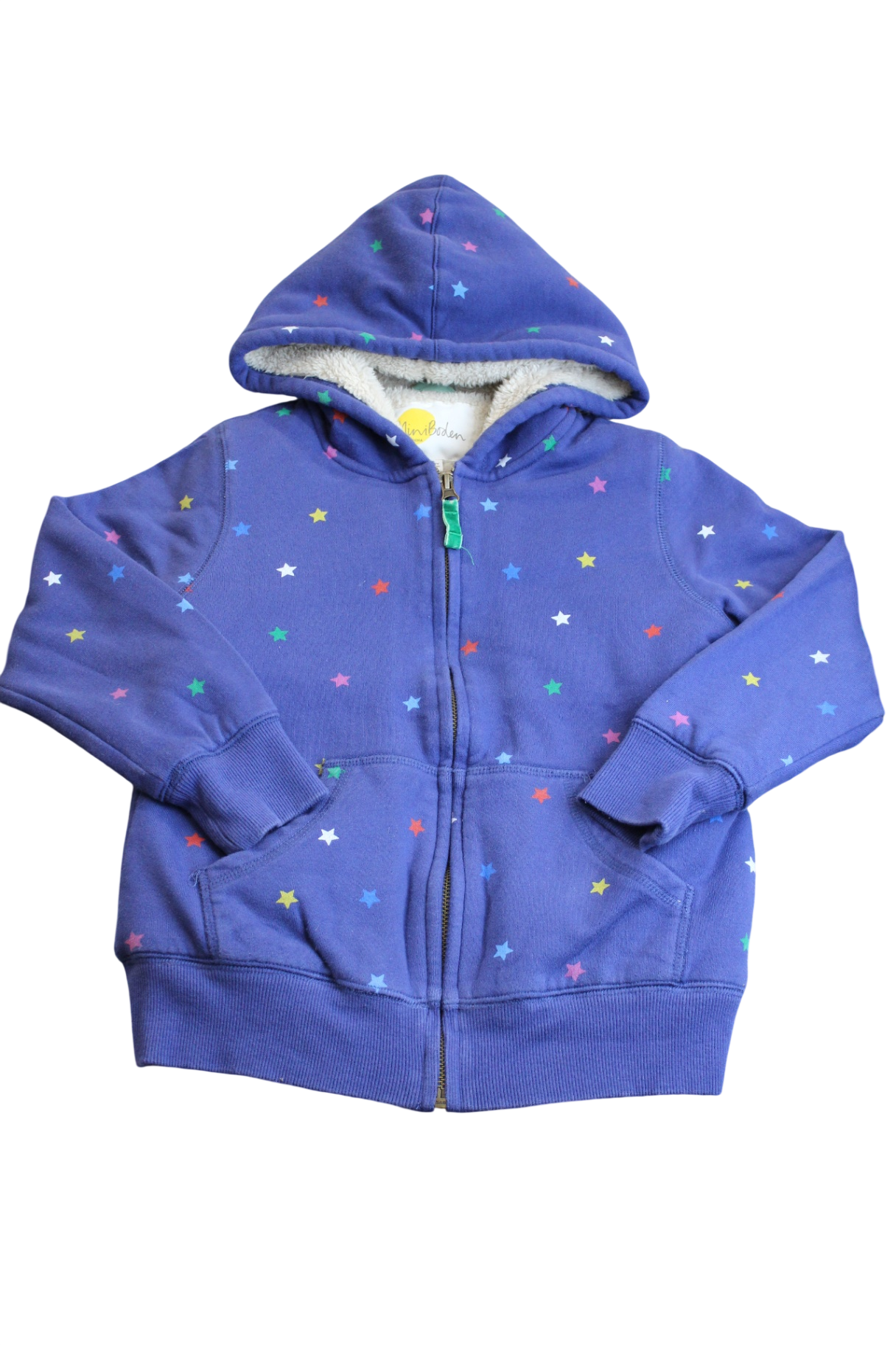 Mini Boden Hoodie, Blue with stars, 9