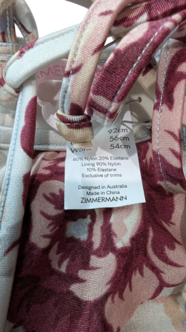 ZIMMERMANN Swimwear, Cream with burgundy, blush and pale blue floral print, 2