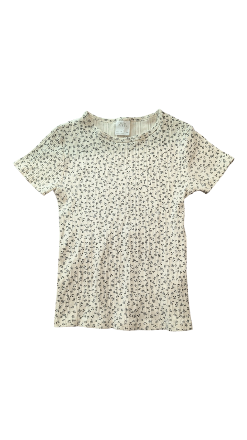 Zara T-Shirt, Cream and black, 9