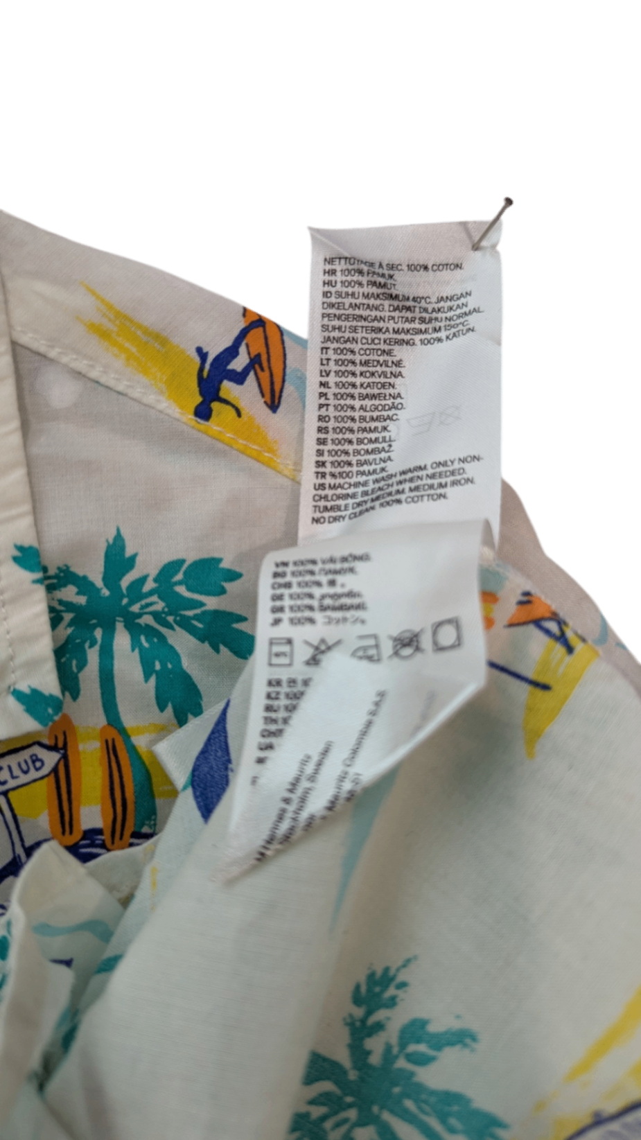 H&M Shirt, White with multicolour print, 10
