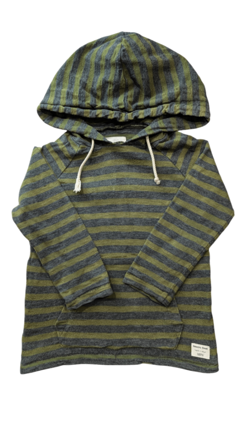 Country Road Hoodie, Grey and olive green striped, 2