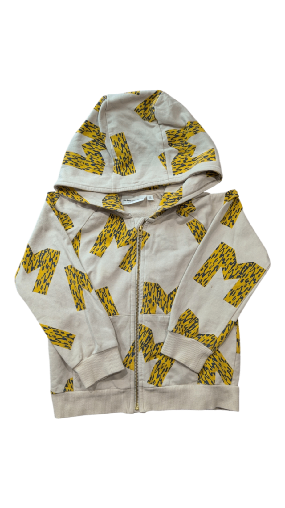 Mini Rodini Hoodie, Cream and yellow, 2-3