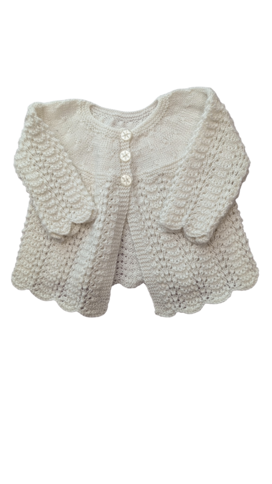 Handknit Cardigan, Cream, 0000