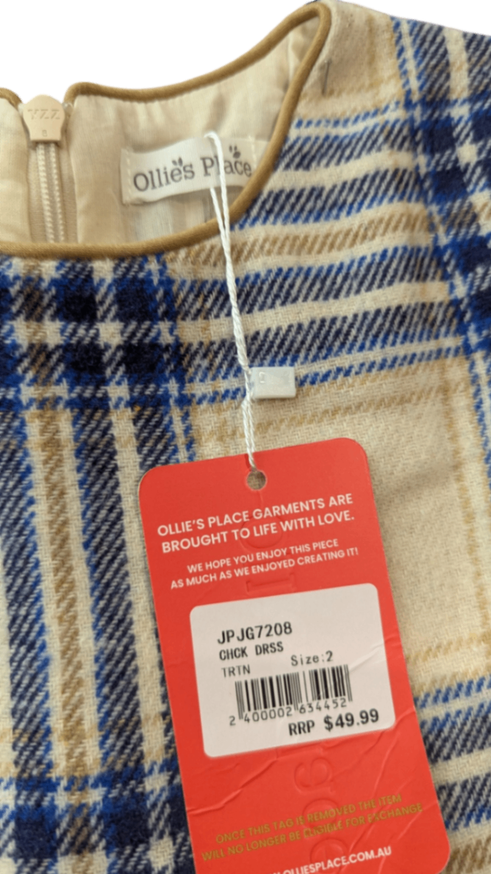Ollie's Place Dress, Beige and Blue, 2