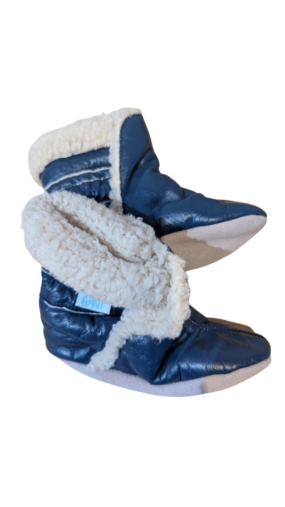 Alex & Ant Booties, Blue and cream, 2