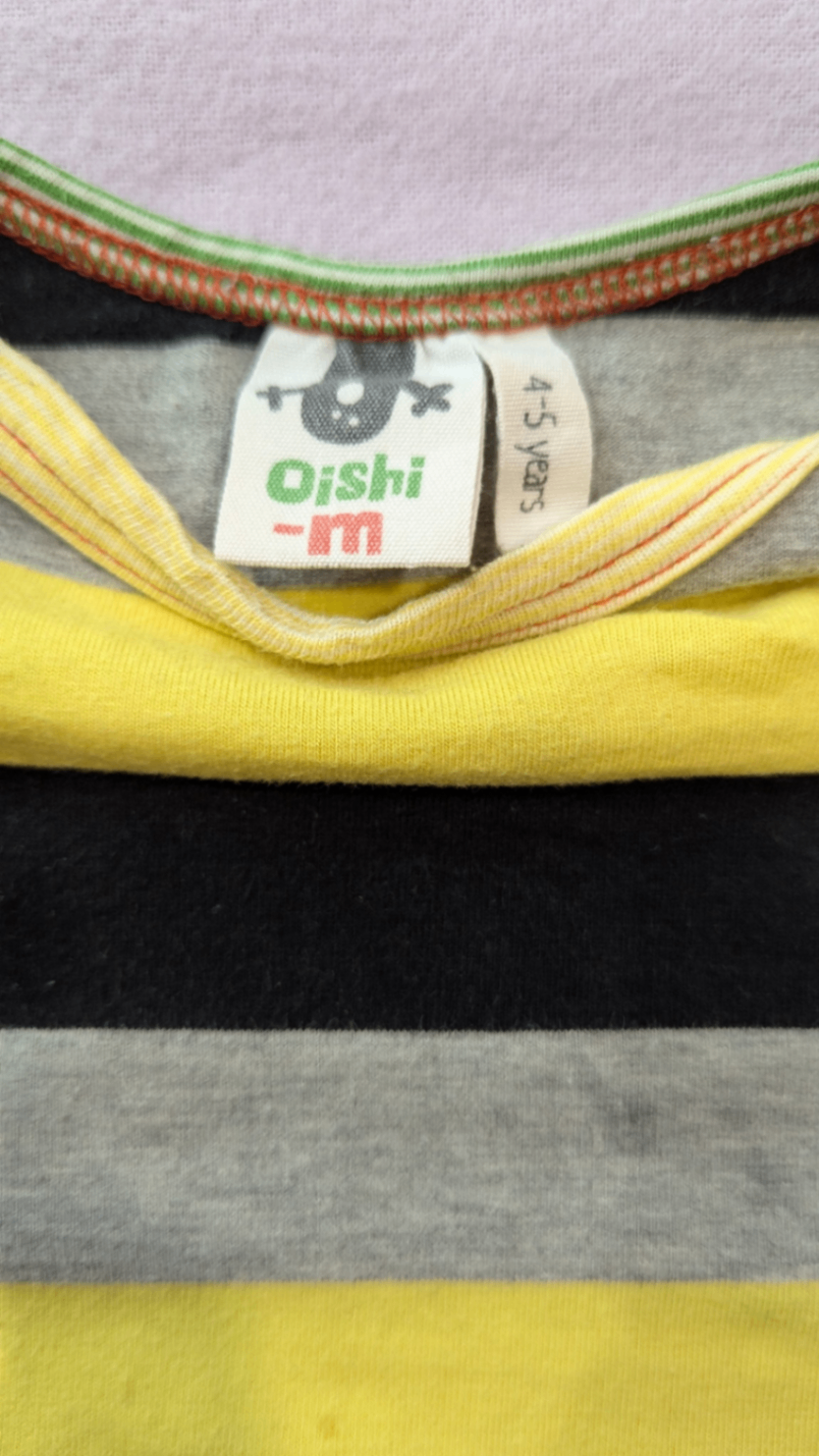 Oishi-m T-Shirt, Yellow, black and grey, 4-5 years