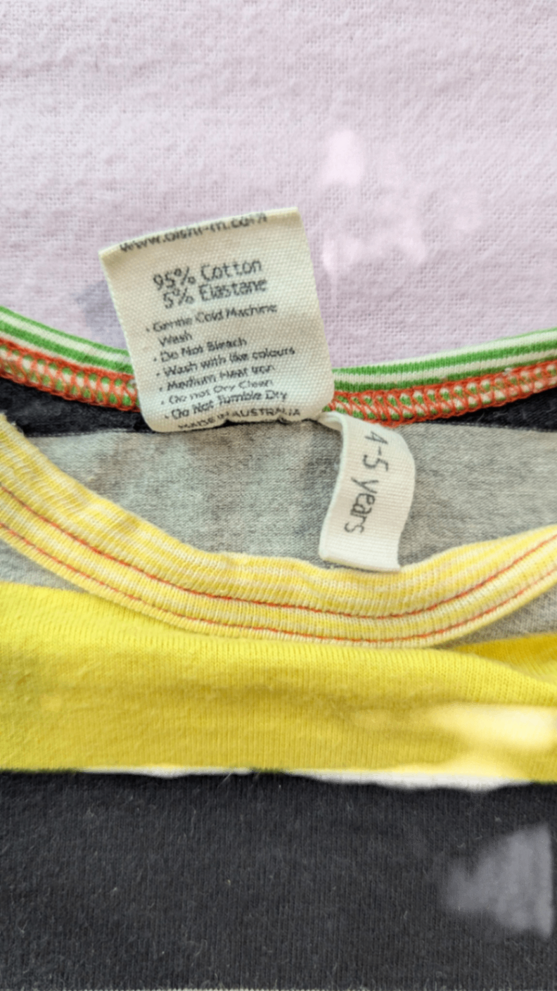 Oishi-m T-Shirt, Yellow, black and grey, 4-5 years