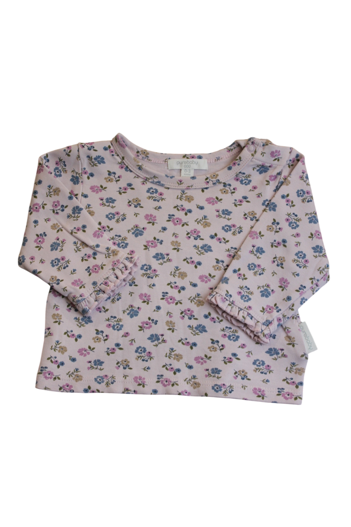 Purebaby Long-Sleeve T-Shirt, pink floral, 000