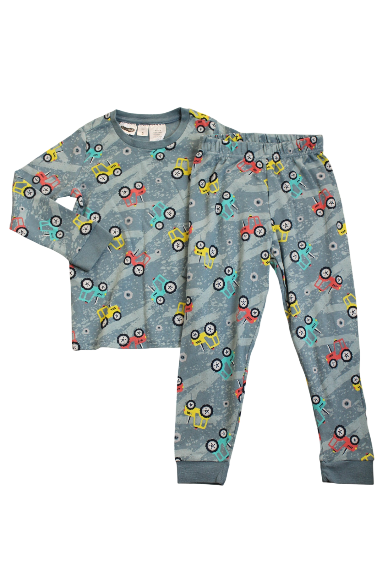 Lily & Dan Pajama Set, Blue/tractors, 3
