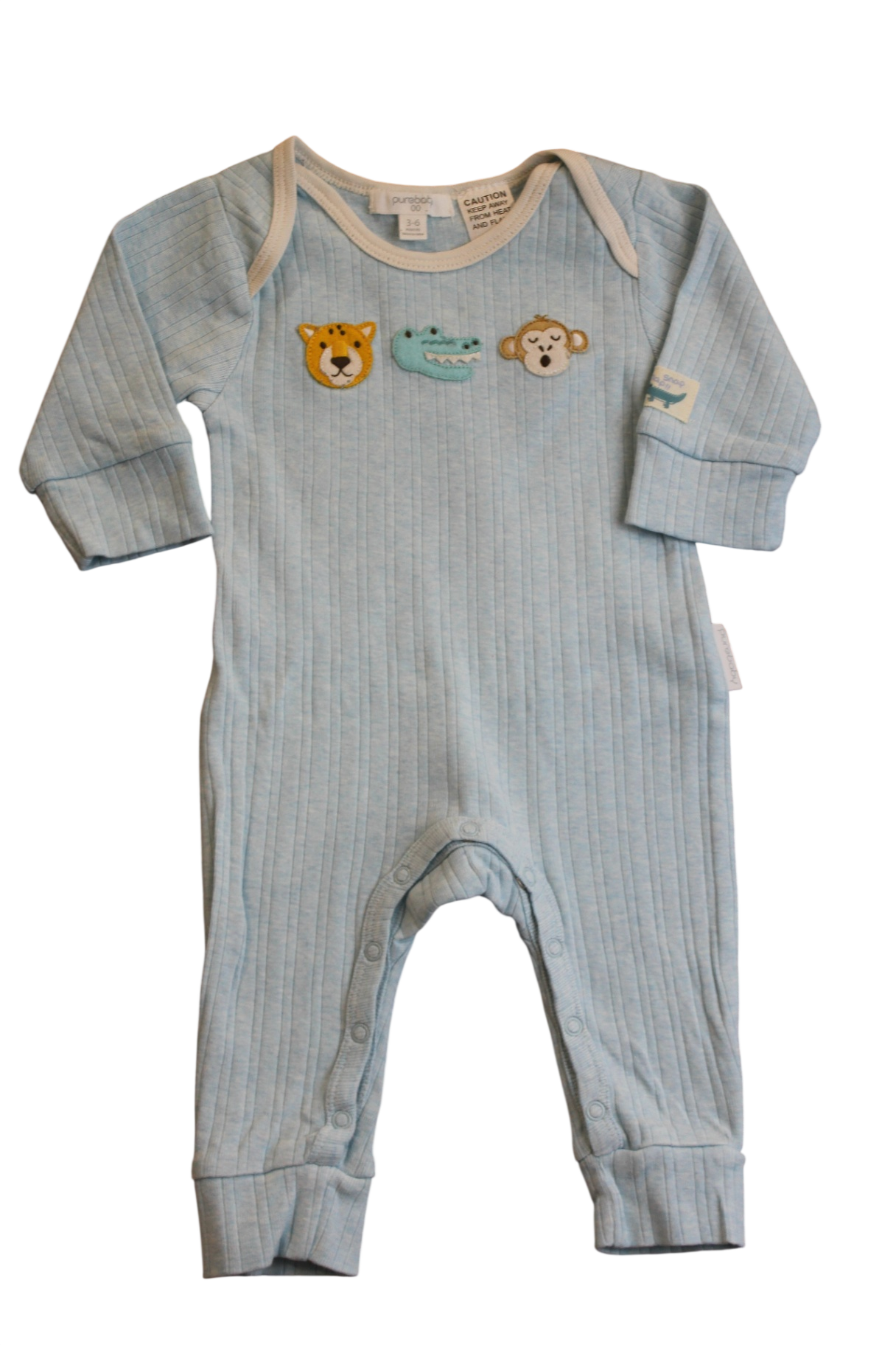 Purebaby Playsuit, light blue marle, 00