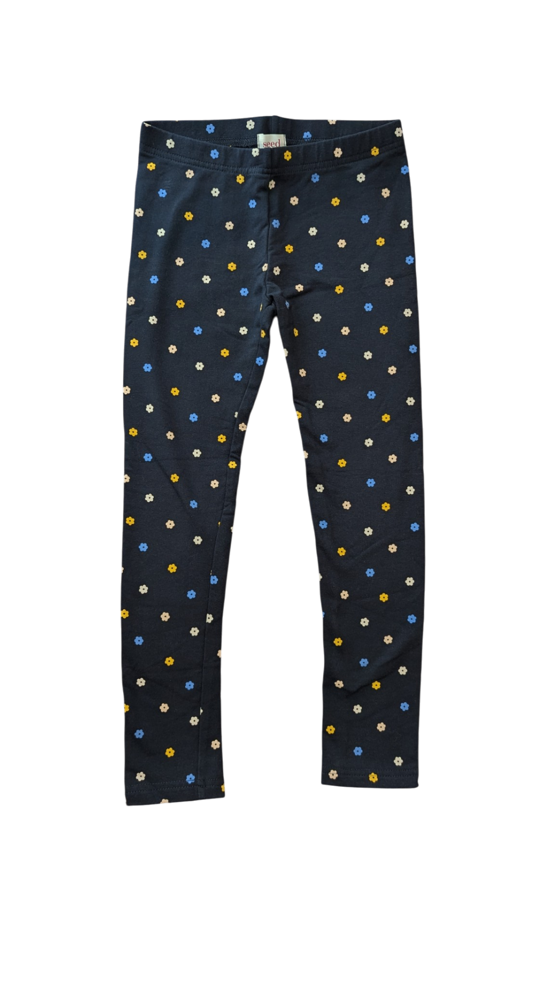 Seed Leggings, Navy Blue w Multi Flowers, 7