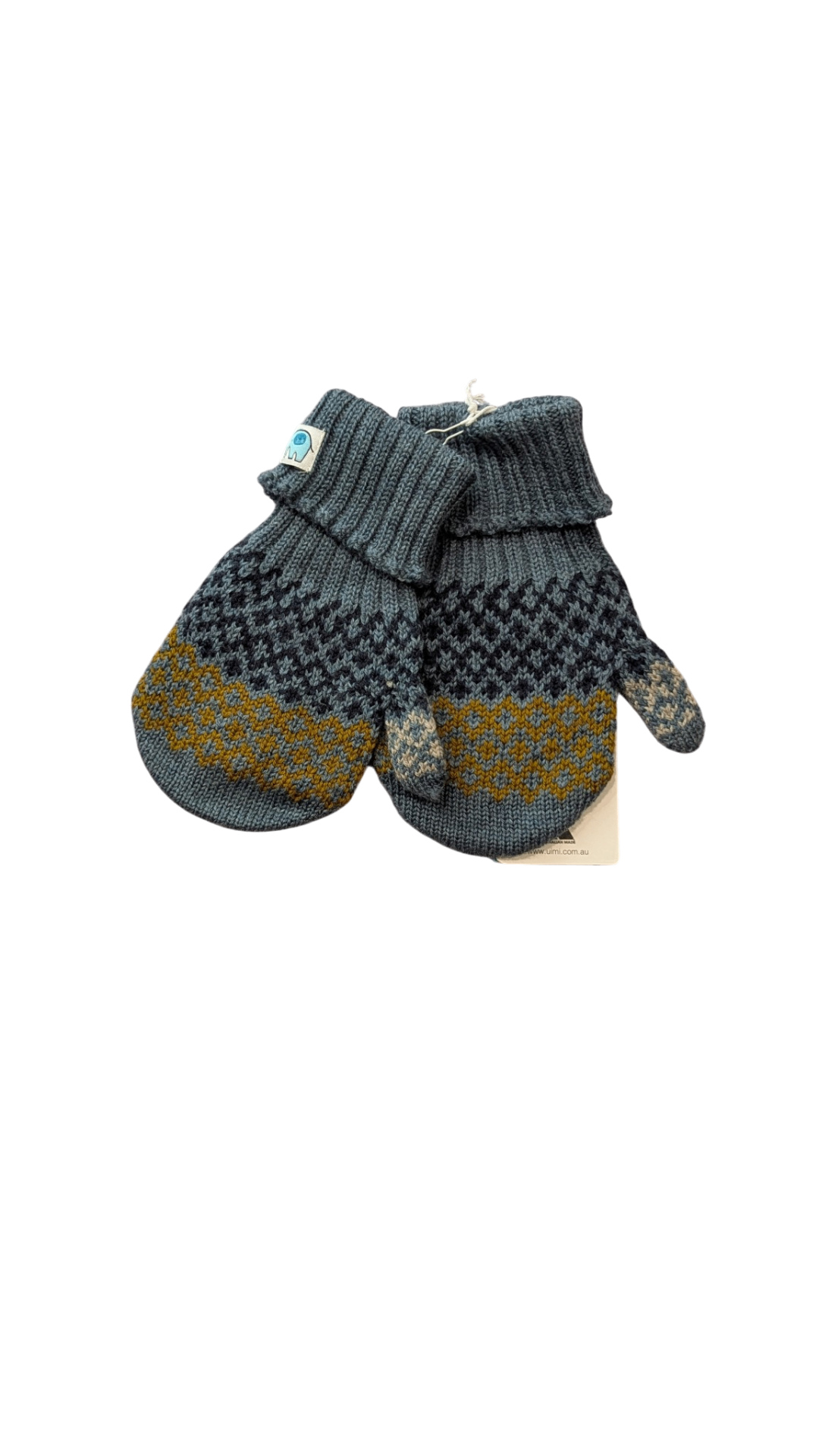 Uimi Gloves, Blue w Mustard Accents, 4-5Y