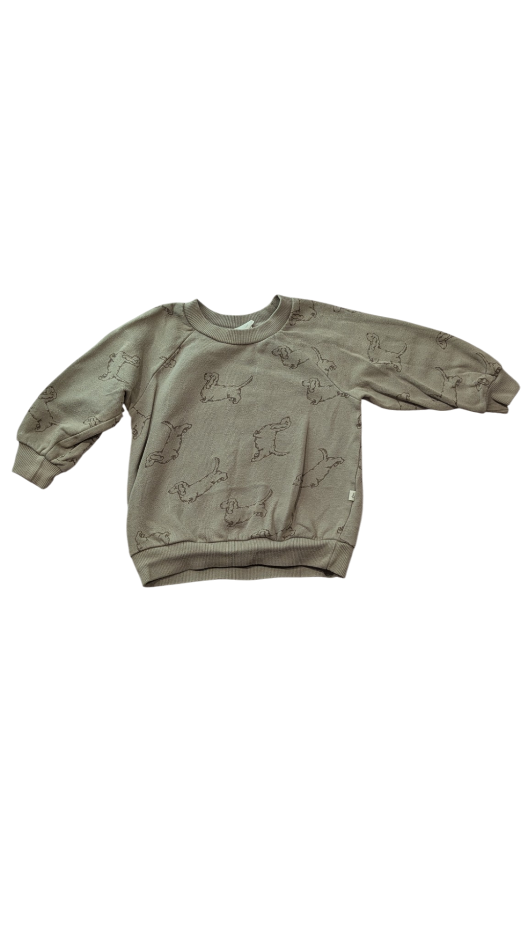 Nature Baby Jumper, Brown/Grey w Dog Prints, 1