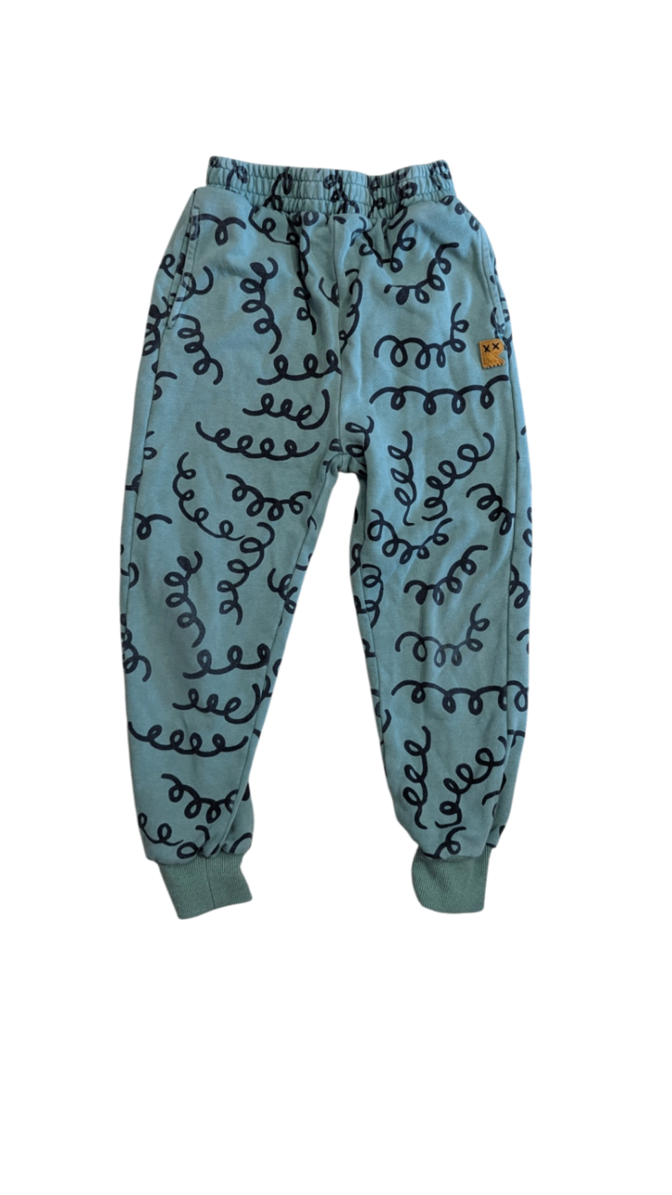 Rock Your Kid Pants, Green w Black Pattern, 7