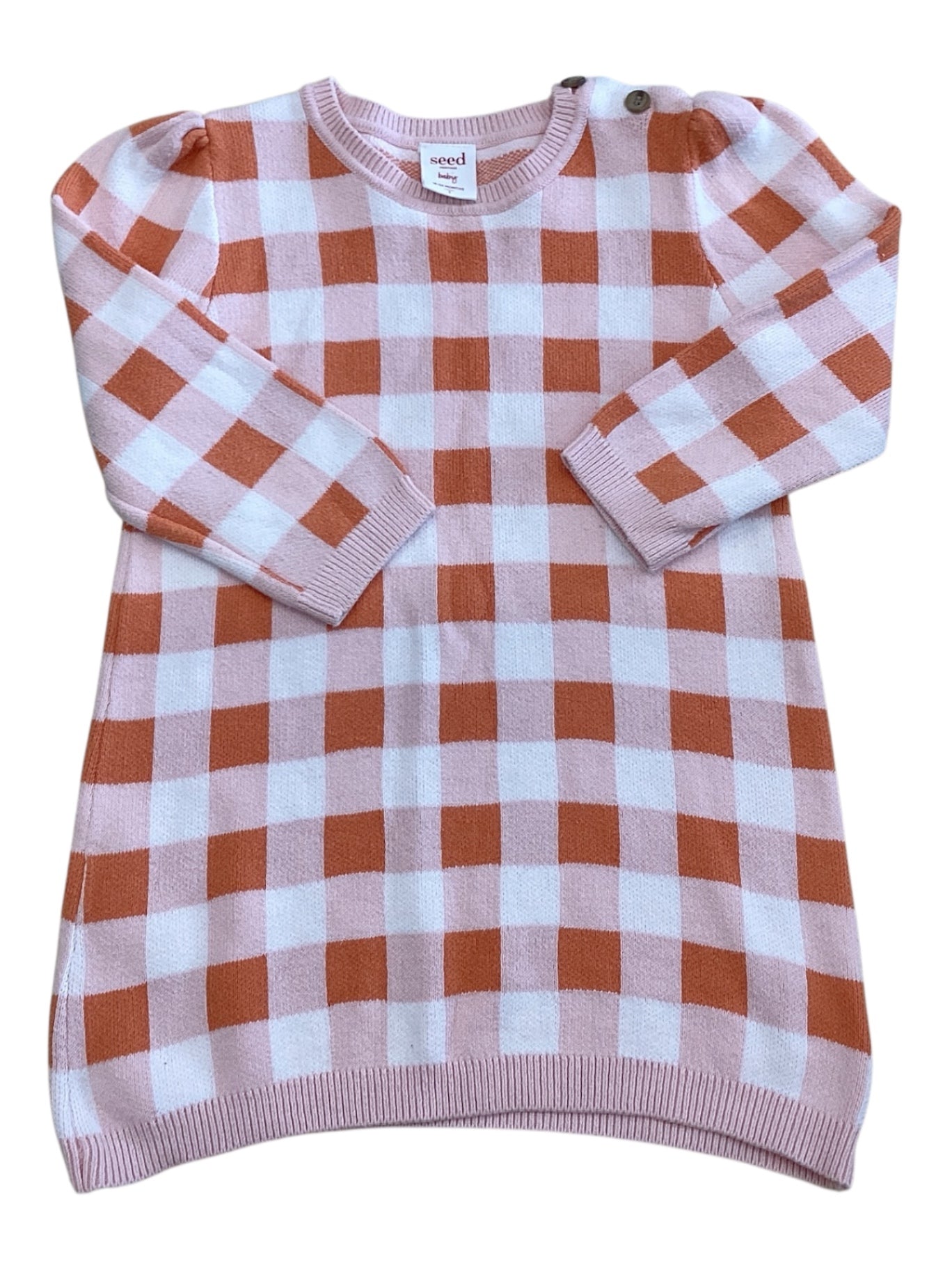 Seed Dress, Pink, white and rust check, 2