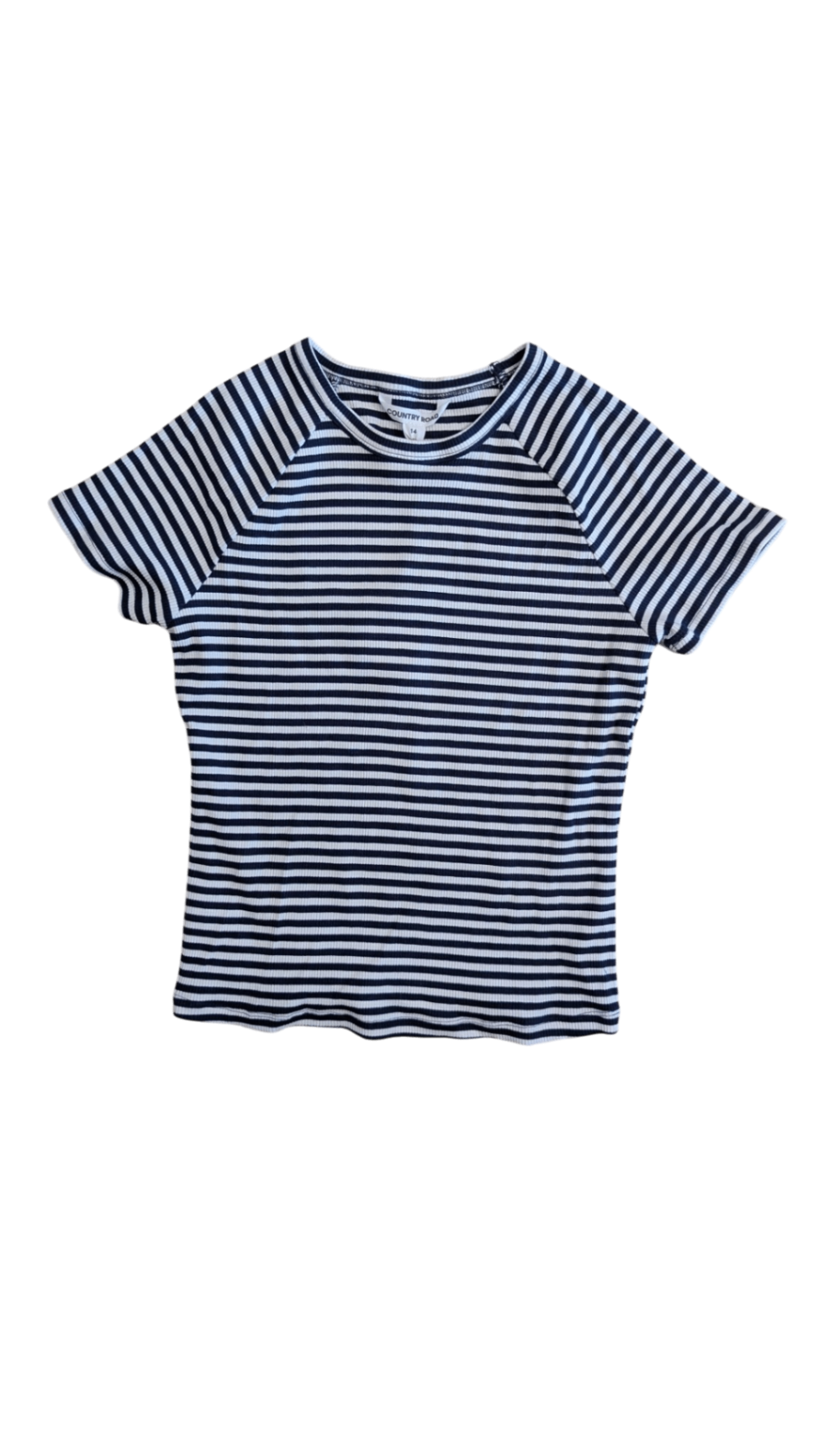 Country Road T-Shirt, Navy White Stripes, 14