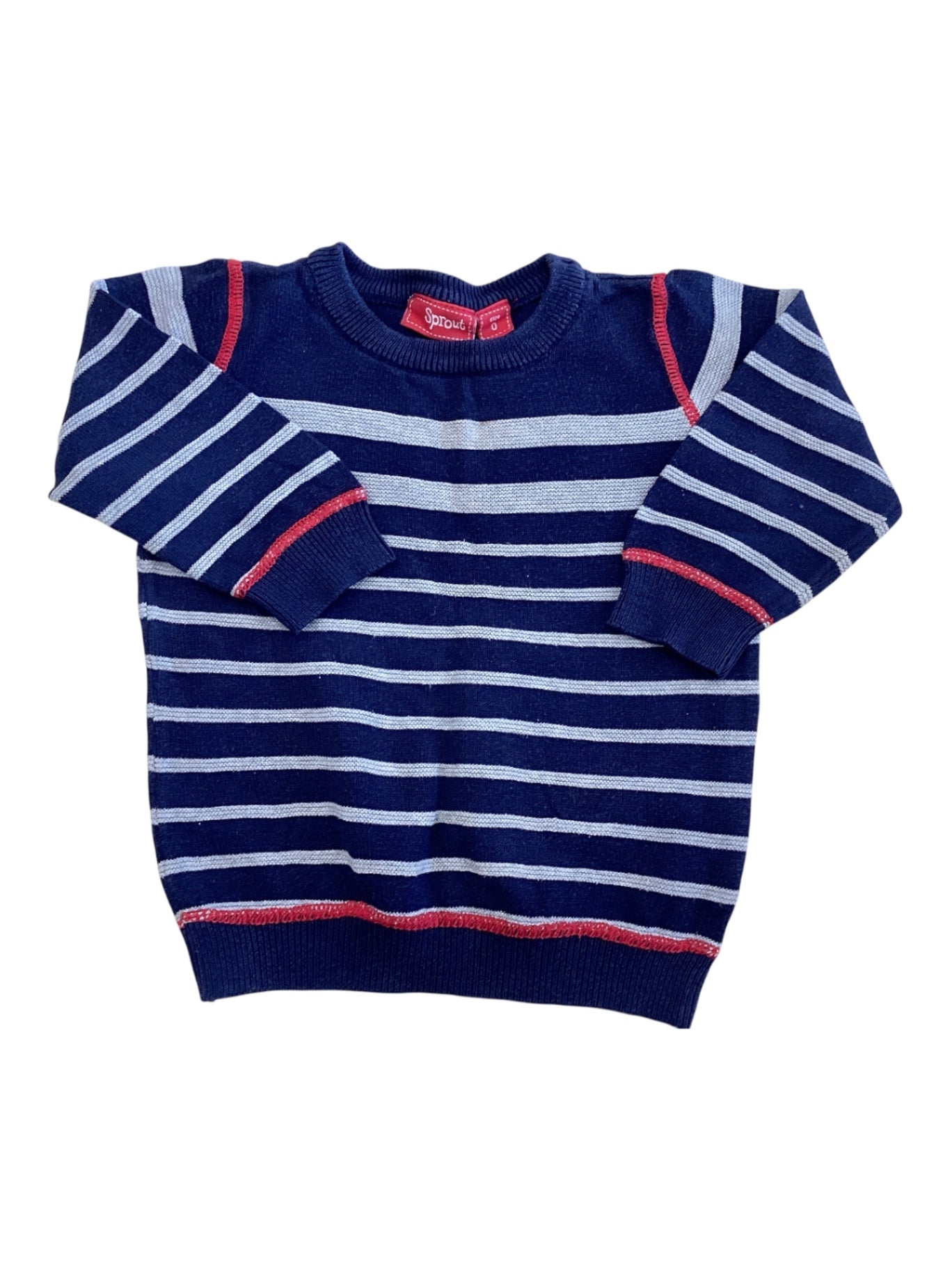 Sprout Jumper, Navy blue with light blue and red accents, 0