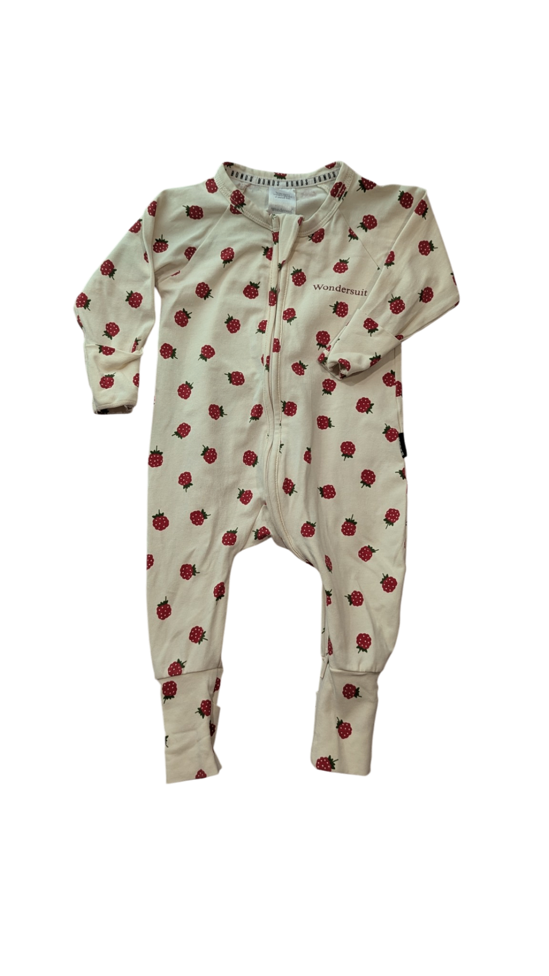 Bonds Jumpsuit, Cream w Red Raspberries, 0-3M