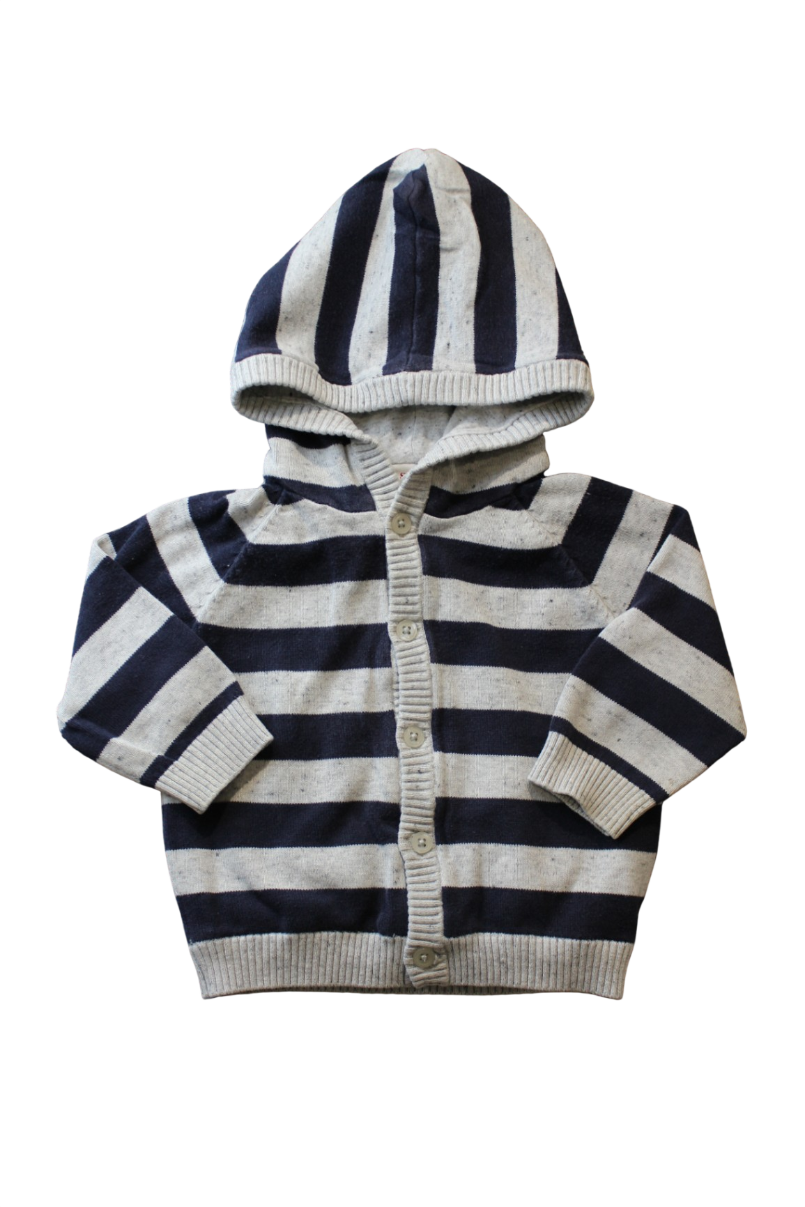 Seed Hooded Cardigan, Navy and grey, 0