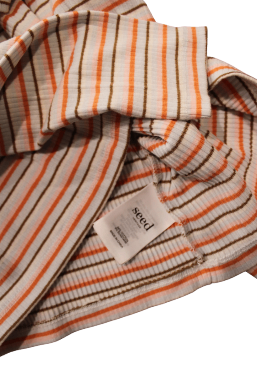 Seed Heritage Long-Sleeve T-Shirt, Cream with orange and brown stripes, 6