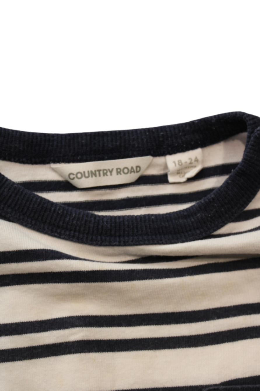 Country Road T-Shirt, Cream and navy, 18-24 months
