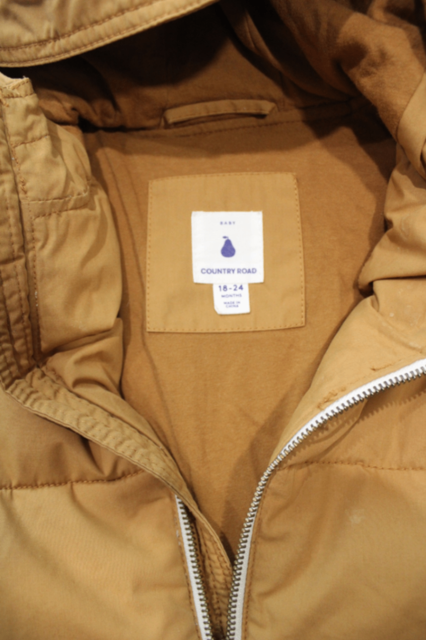 Country Road Puffer Jacket, Tan, 18-24 months
