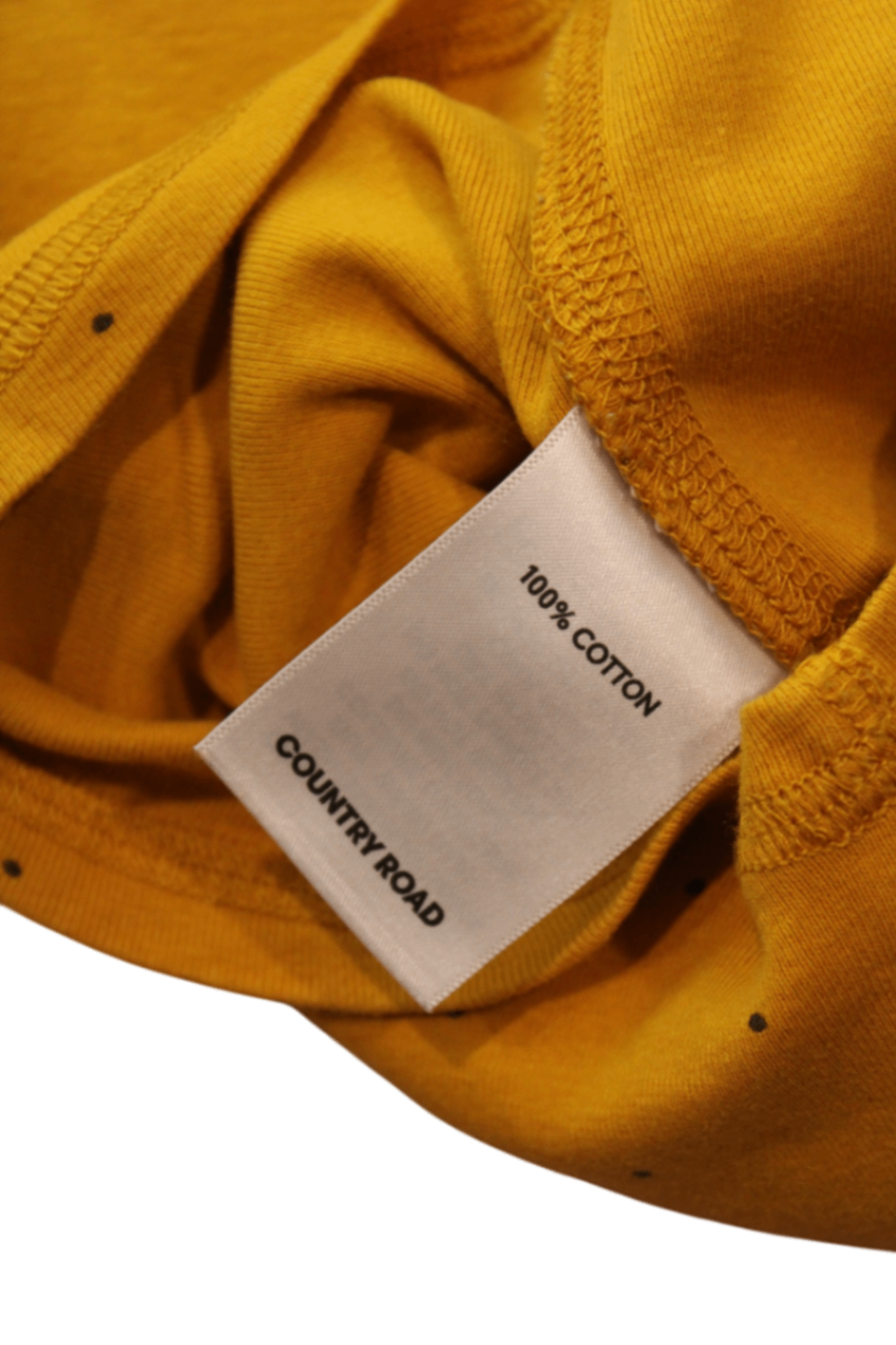 Country Road Long-Sleeve T-Shirt, Mustard yellow with black polka dots, 7
