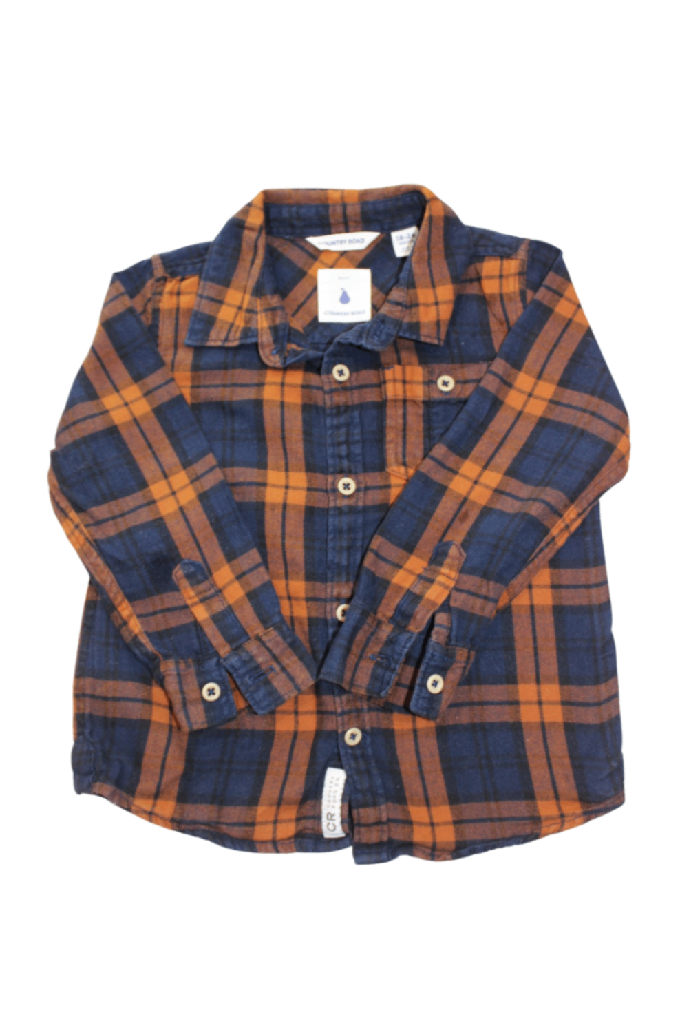 Country Road Shirt, Navy blue and orange, 18-24 months