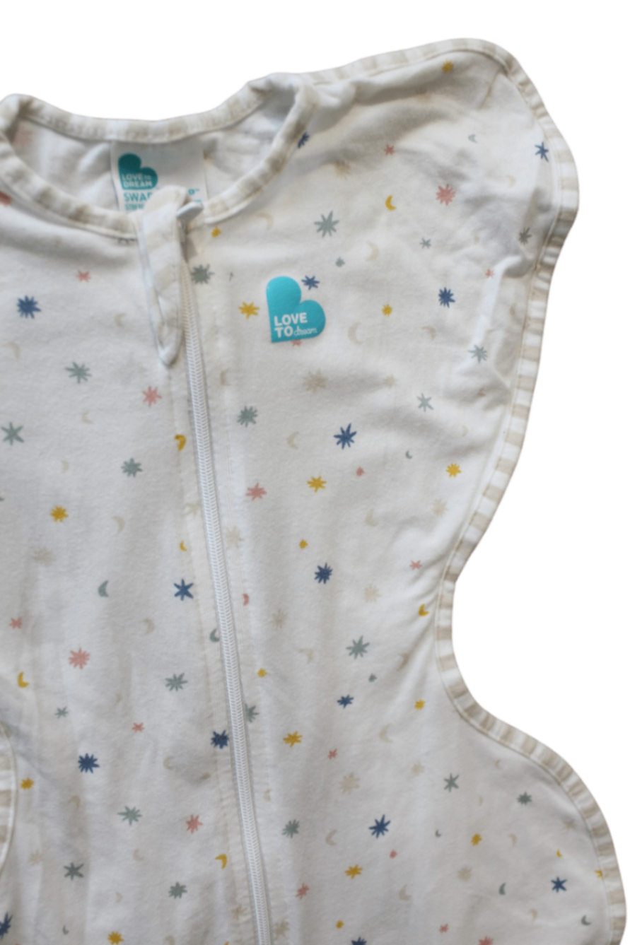 Love To Dream Swaddle , Cream with multi-colour stars and moons, S