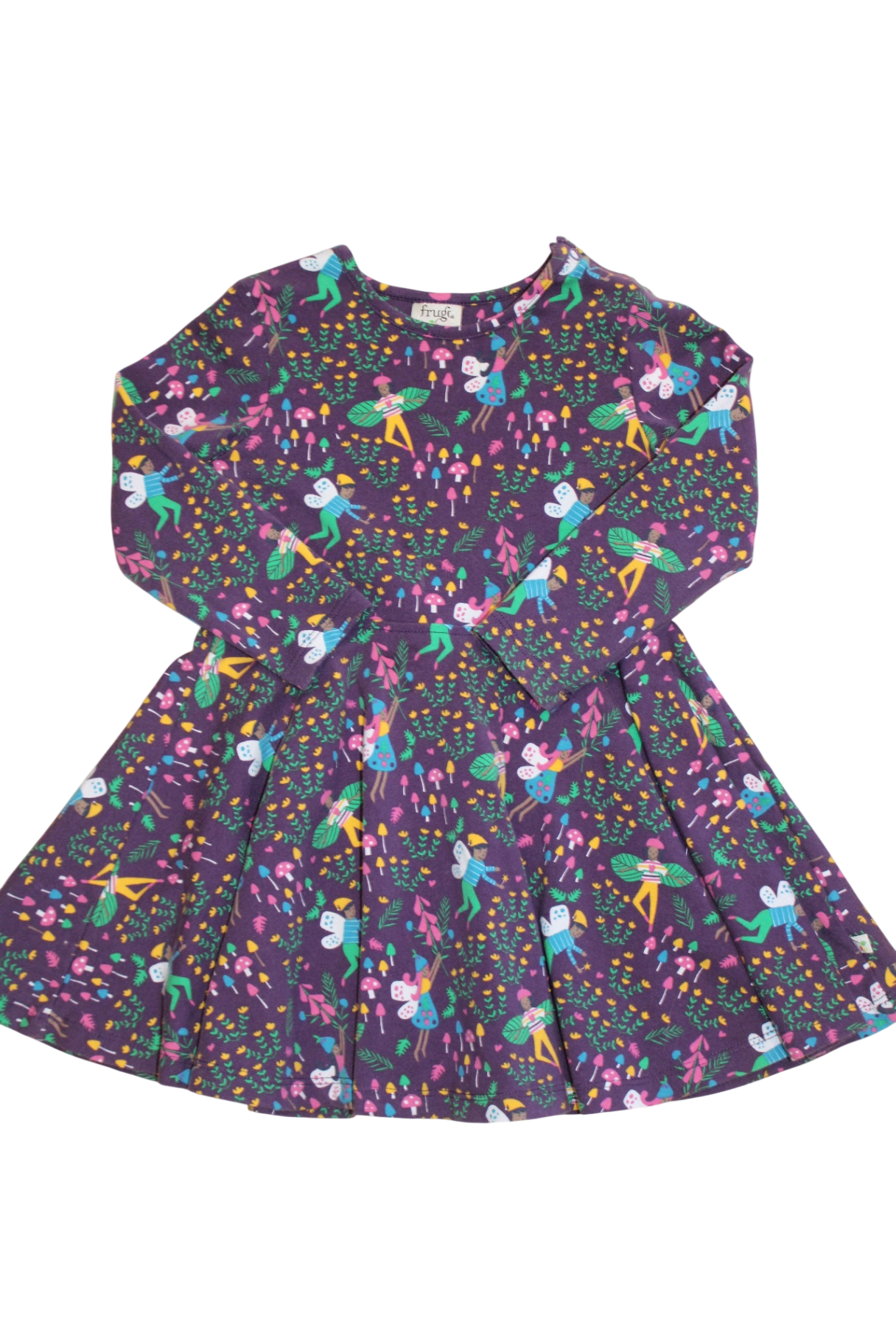 Frugi Dress, Purple with multicolour print, 3