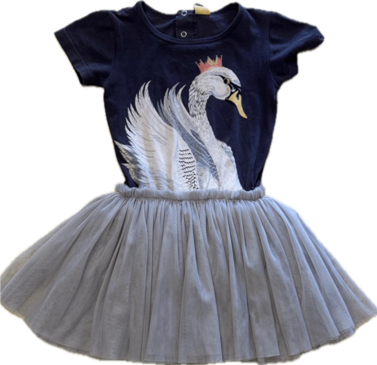 Rock Your Kid Dress, Navy/swan and grey tulle, 5