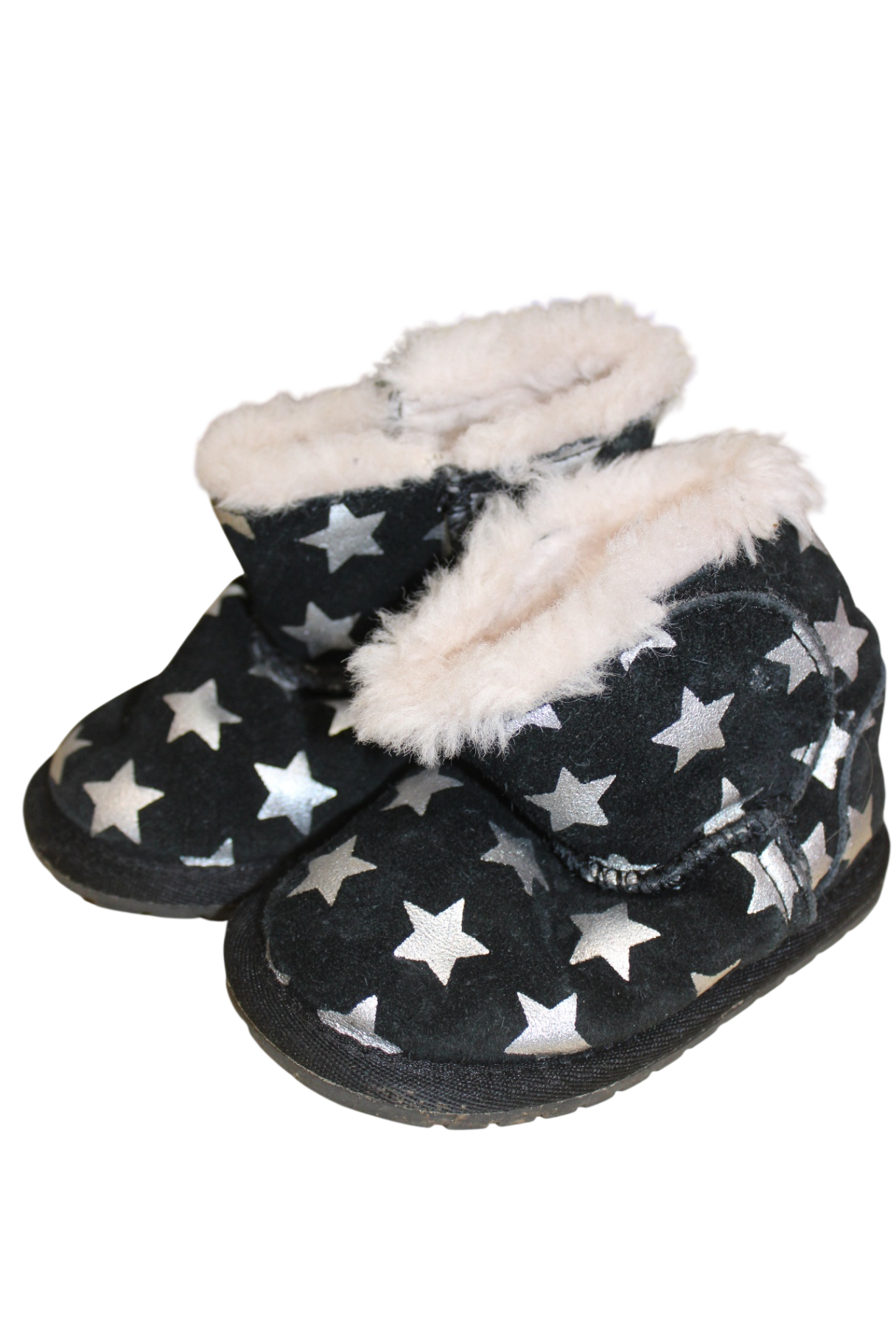 Emu Australia Boots, Black with silver stars and cream trim, 1y