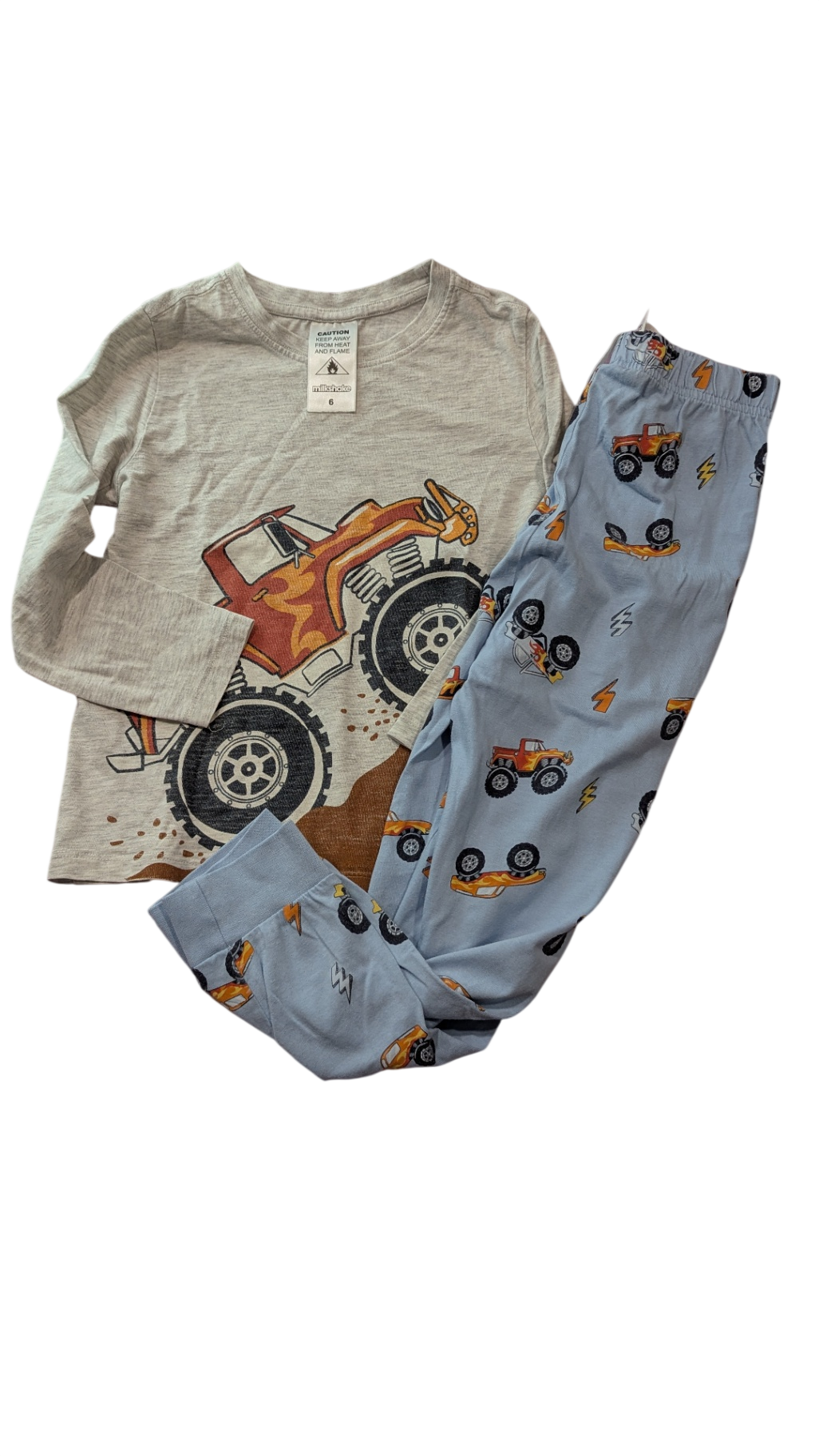 Milkshake Pajama Set, Grey and light blue, 6