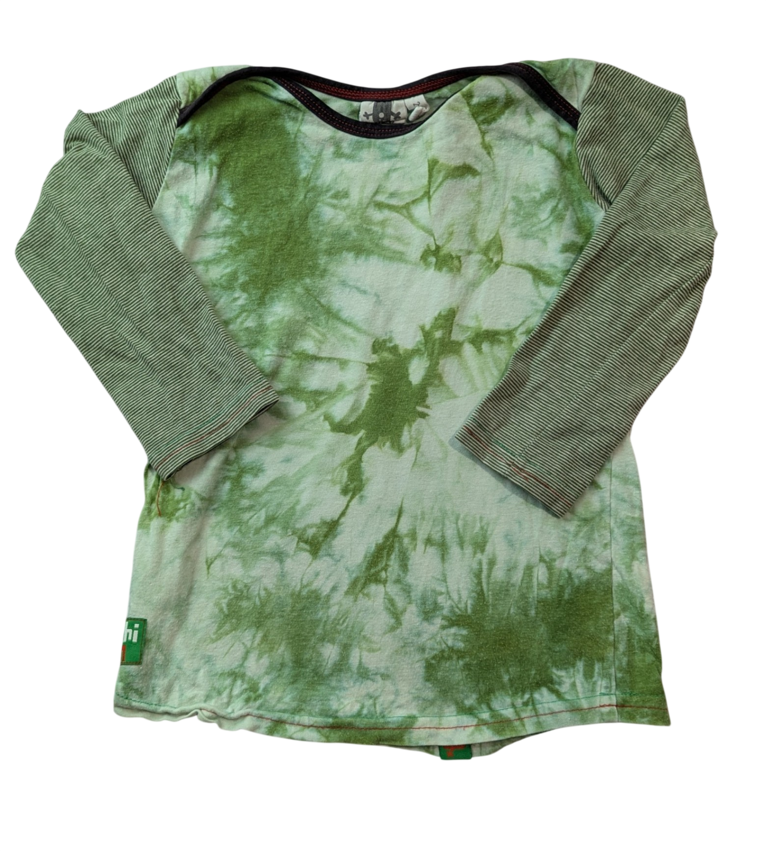 Oishi-m Long-Sleeve T-Shirt, green tie dye/stripe, 3