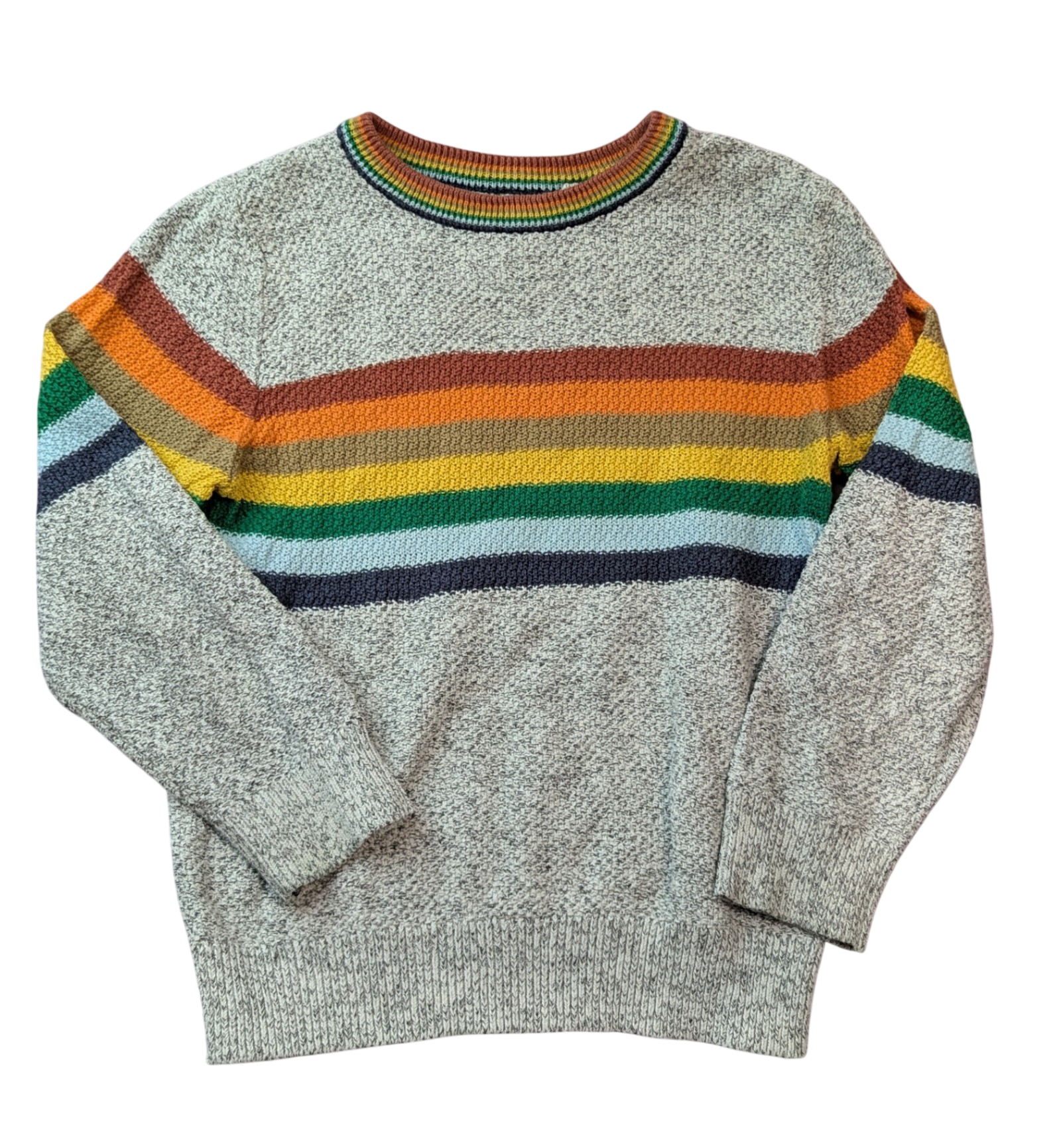 Next Jumper, Heathered grey with multicolour rainbow stripes, 3
