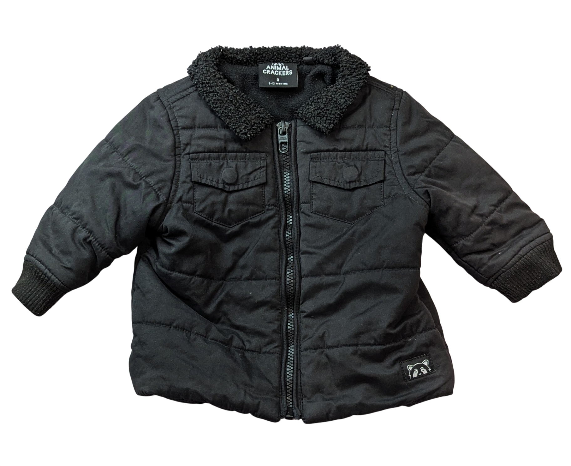 Animal Crackers Puffer Jacket, Black, 0