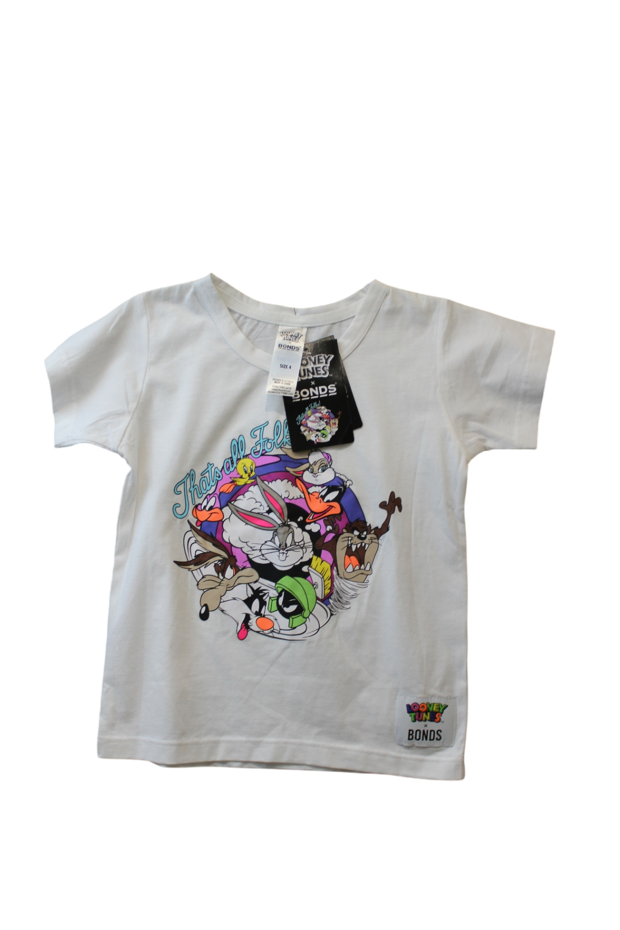 Bonds X Looney Toons T-Shirt, White, 4