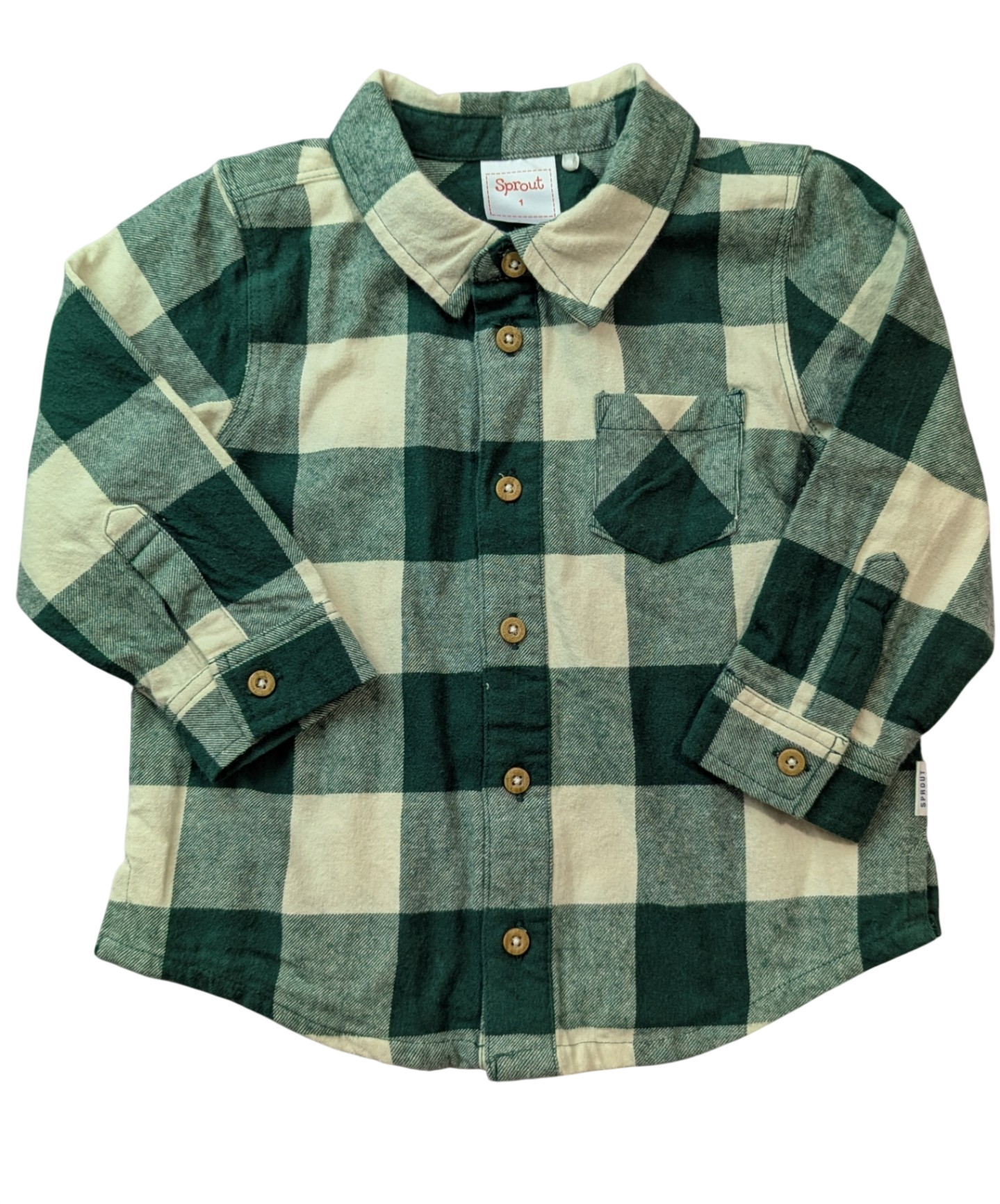 Sprout Shirt, Green and cream check, 1