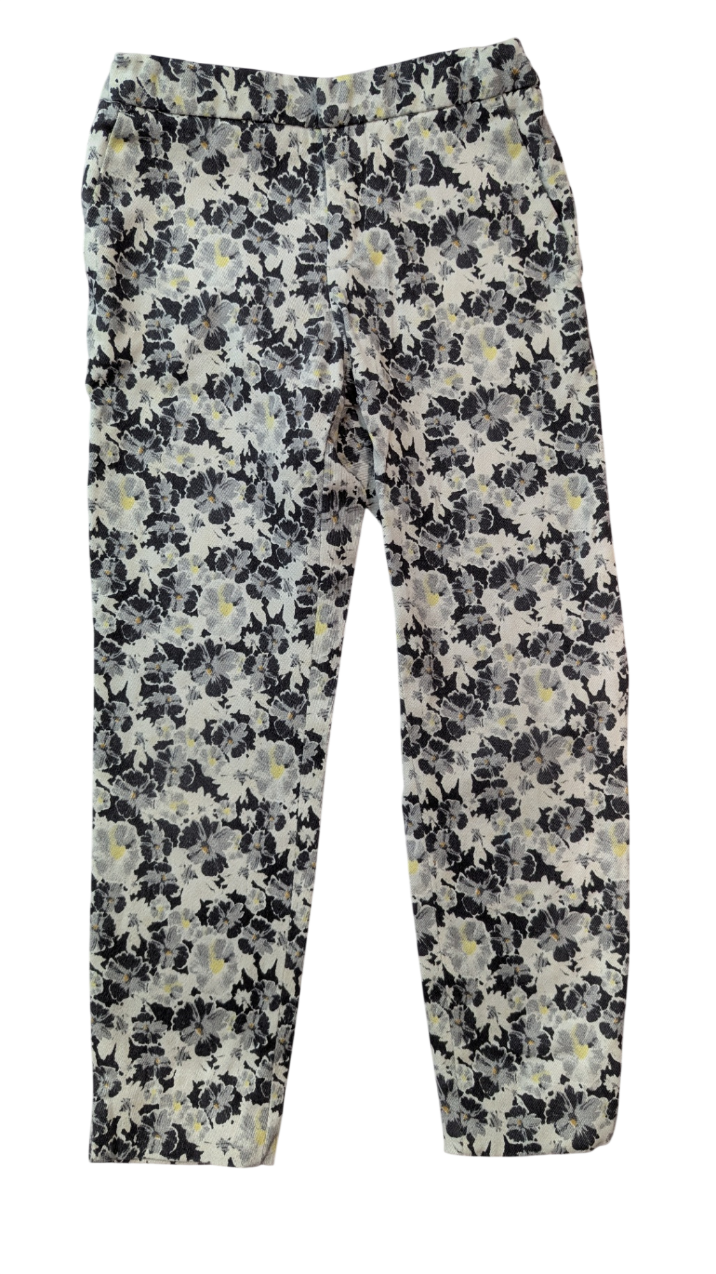 Zara Jeans, White/black/yellow floral, 7