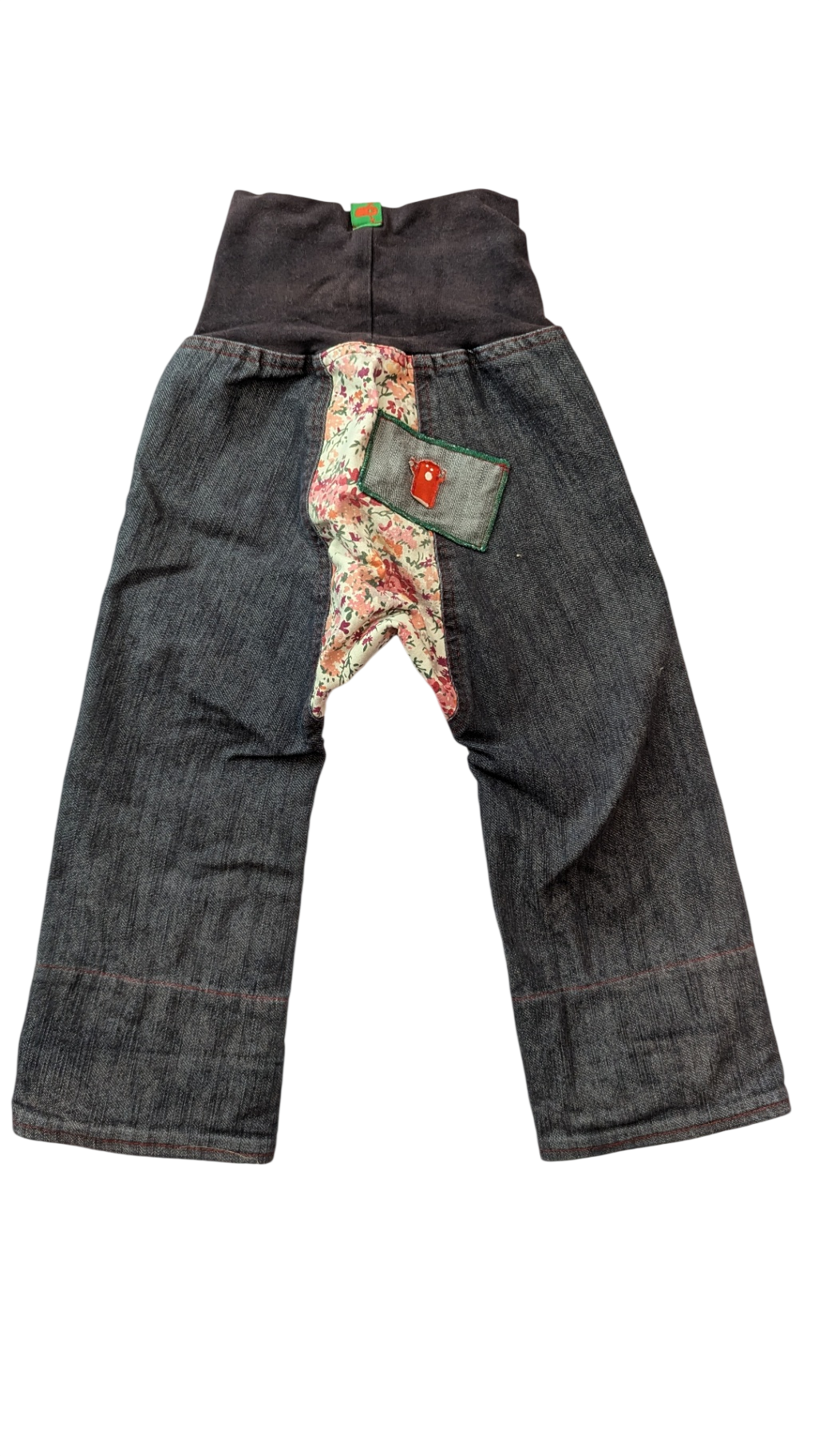 Oishi-m Pants, Dark denim/Floral patchwork, 2