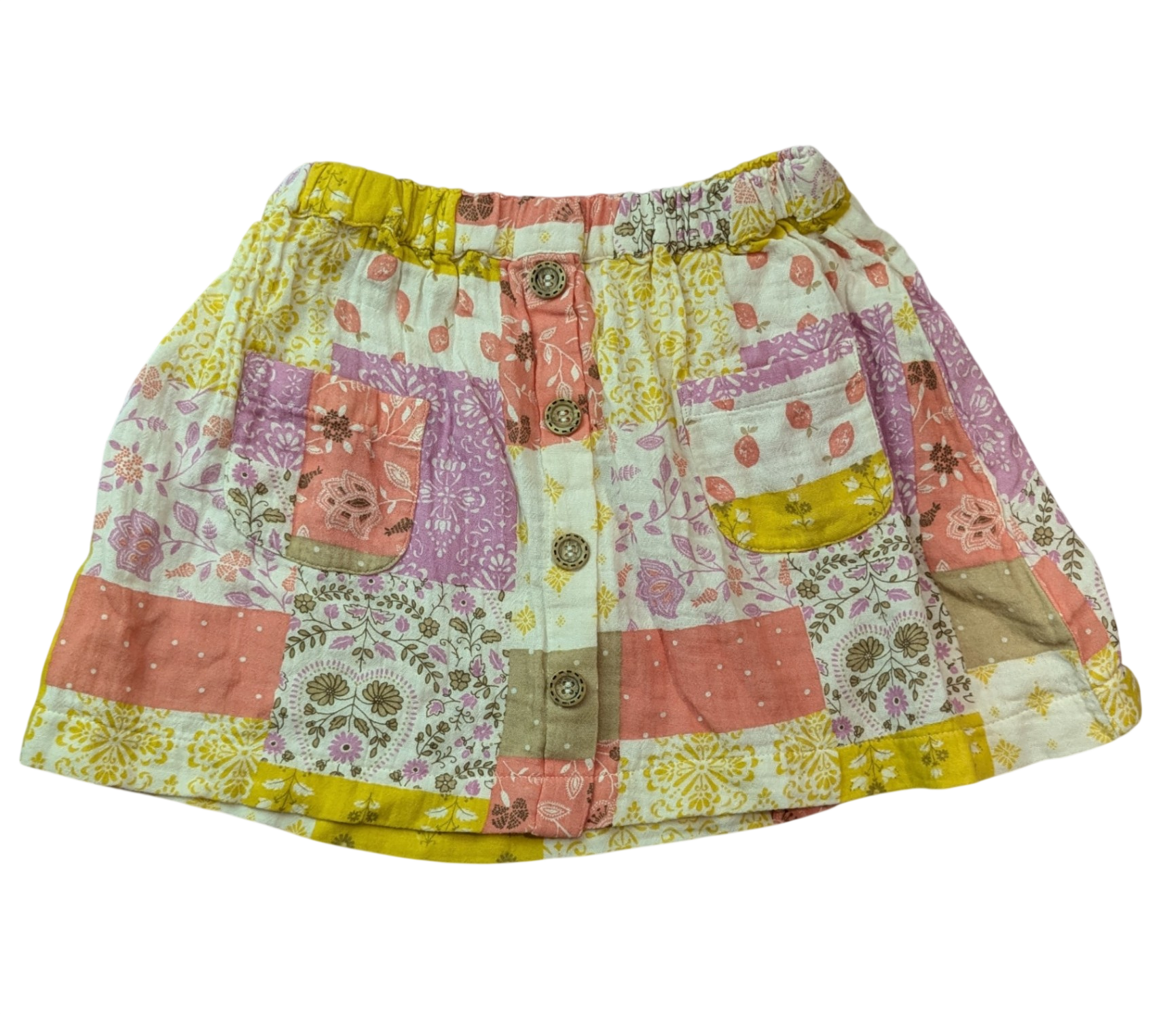 Purebaby Skirt, White/Patchwork print, 5