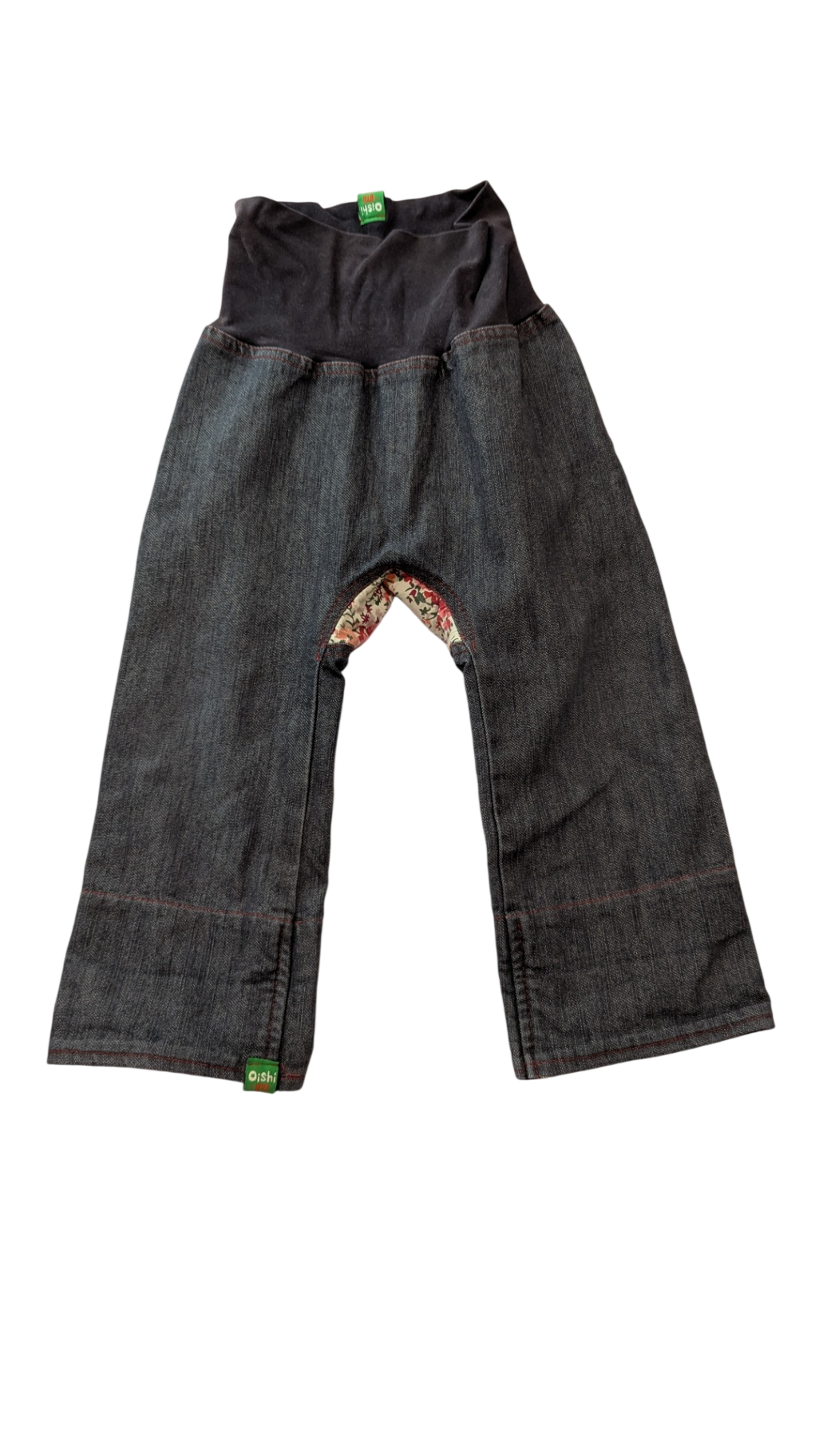 Oishi-m Pants, Dark denim/Floral patchwork, 2