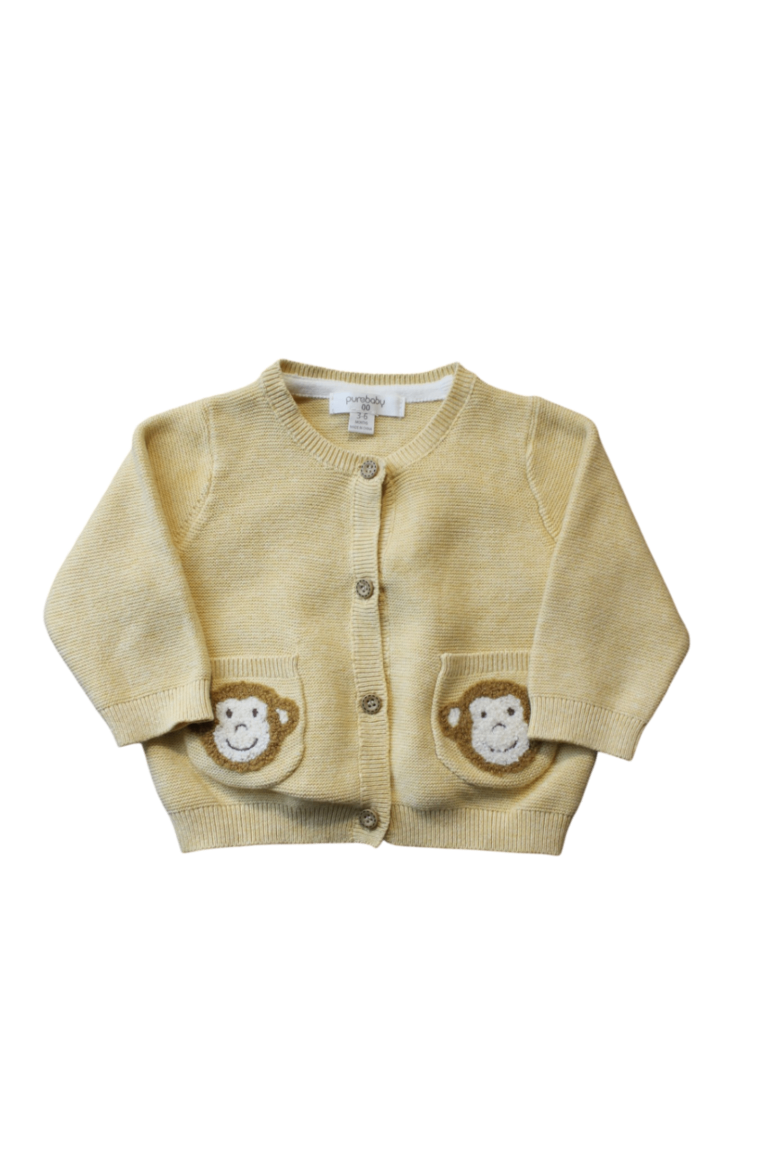 Purebaby Cardigan, Pale yellow, 00 / 3-6 months