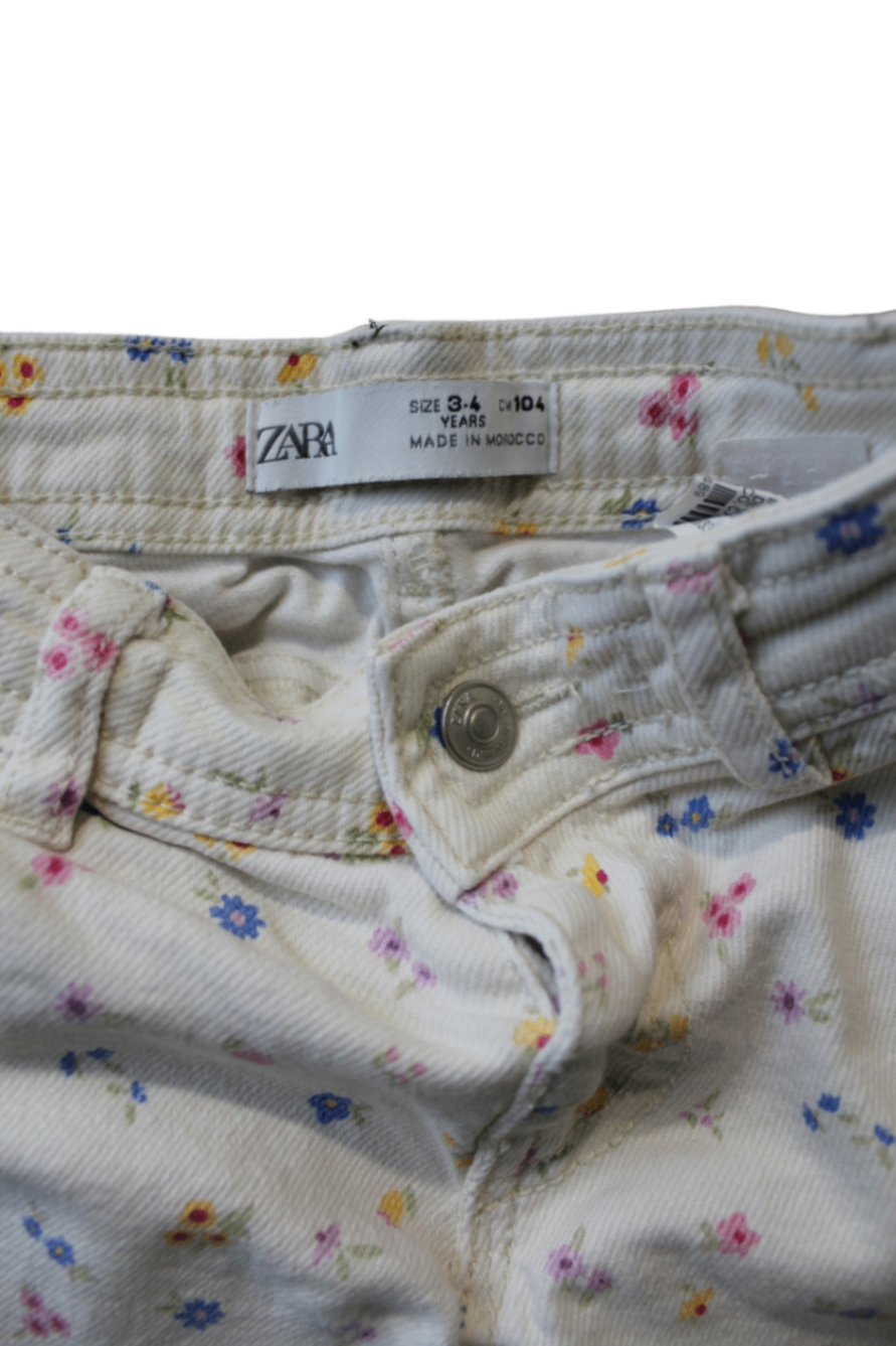 Zara Pants, White with multicolour floral print, 3-4 years / 104